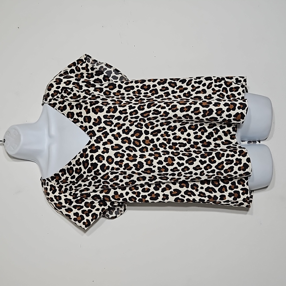 NWT Michael michael kors caramel, cream & black leopard print pullover top L